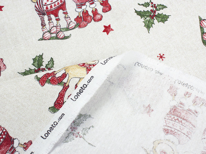 Tkanina dekoracyjna świąteczna Loneta - wesołe renifery