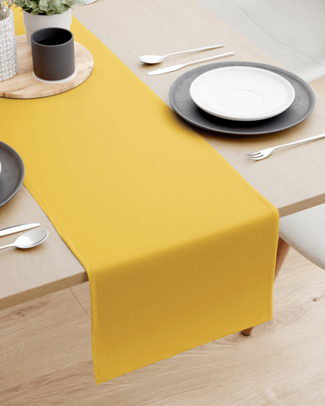 Bieżnik na stół z płótna bawełnianego - miodowy żółty