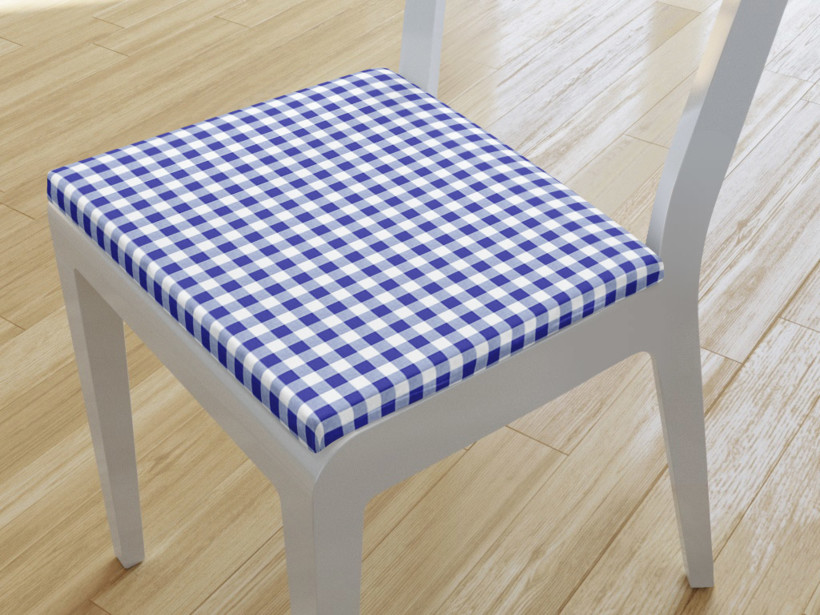 Kwadratowa poduszka na krzesło 38x38 cm - niebiesko-biała kratka