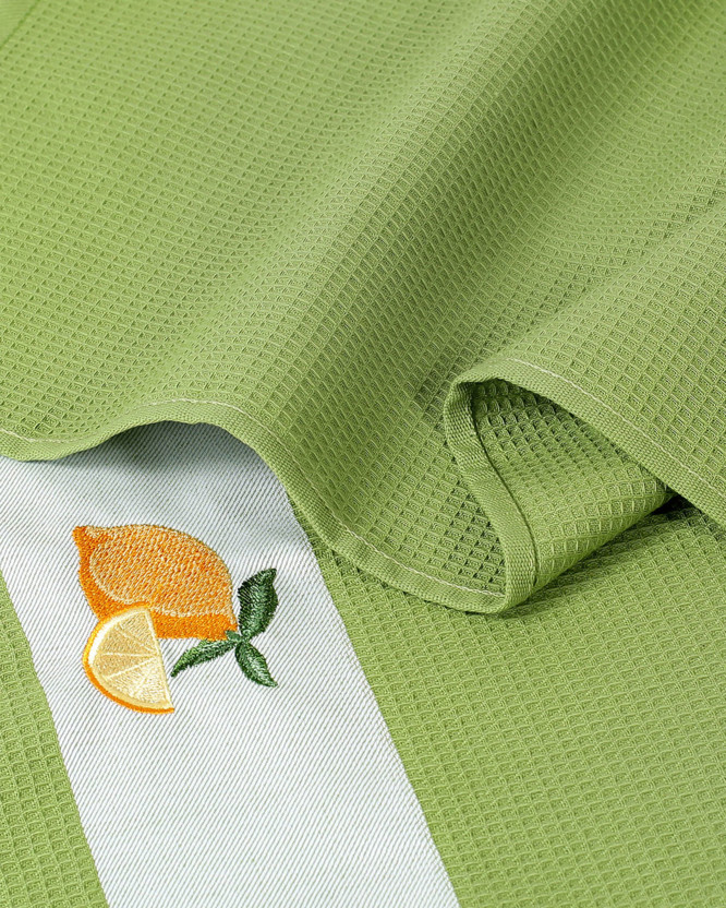 Ścierka kuchenna gofrowana - cytryna na zielonym