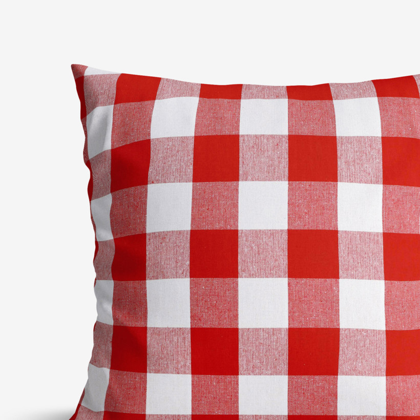 Poszewka na poduszkę bawełniana Kanafas - duża czerwono-biała kratka
