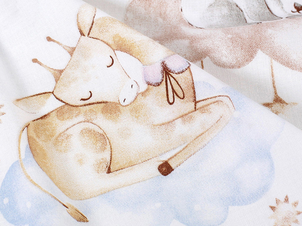 Płótno bawełniane - śpiące zwierzęta w chmurach