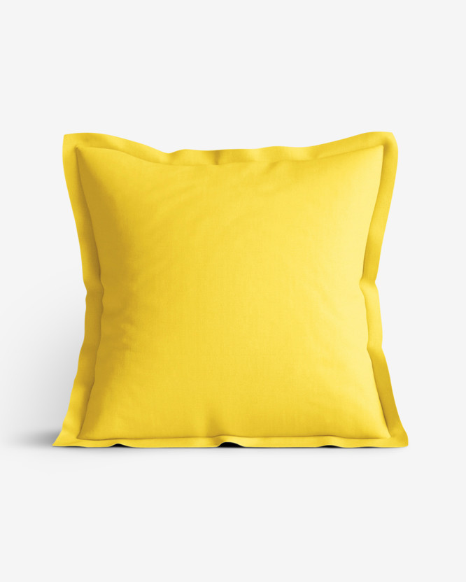 Poszewka na poduszkę z ozdobną kantą bawełniana wielkanocna - żółta