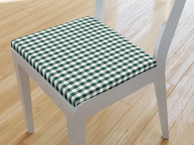 Kwadratowa poduszka na krzesło 38x38 cm Kanafas - mała zielono-biała kratka