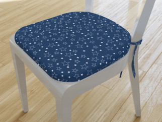 Zaokrąglona poduszka na krzesło 39x37 cm - białe gwiazdki na niebieskim