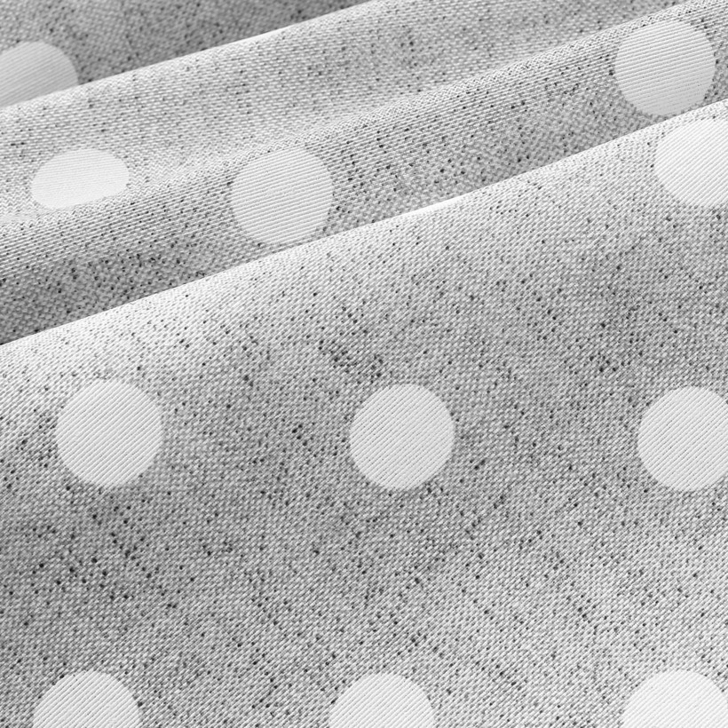 Tkanina dekoracyjna Loneta - białe kropki na szarym