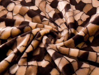 Sztuczne futro o krótkim włosiu na metry - Edelcolor 2 ciemnobrązowo-beżowa mozaika - szer. 150cm