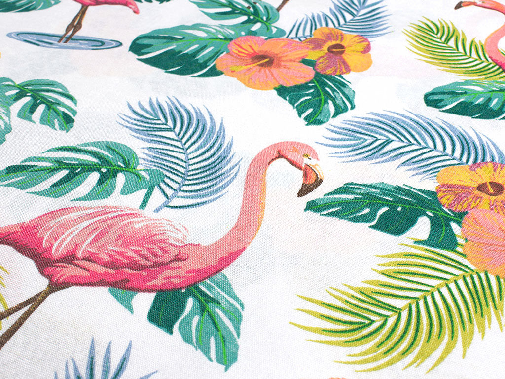 Tkanina dekoracyjna Loneta - flamingi