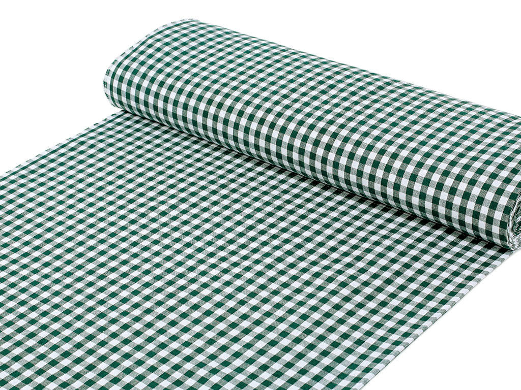 Mocna tkanina bawełniana Kanafas 230 g/m2 - mała zielono-biała kratka