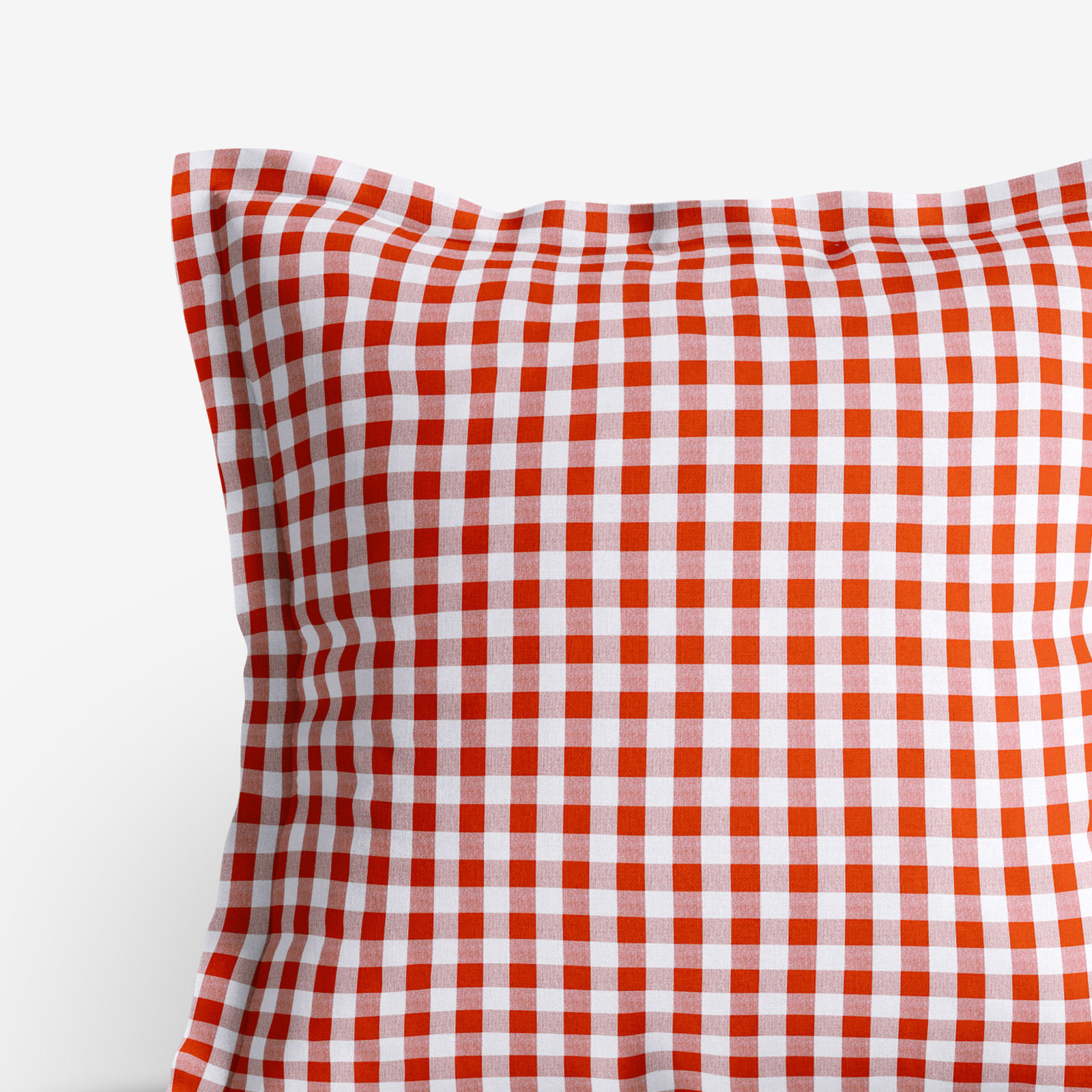 Poszewka na poduszkę z ozdobną kantą bawełniana - czerwono-biała kratka