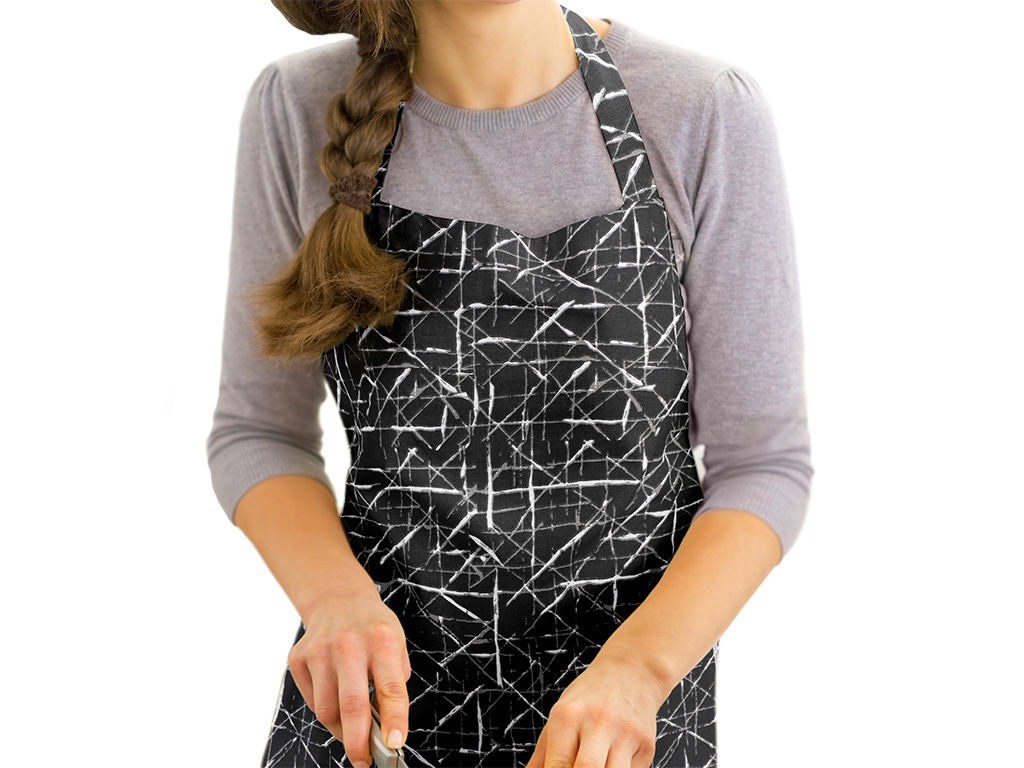 Fartuch kuchenny - designowe wzory linii na czarnym