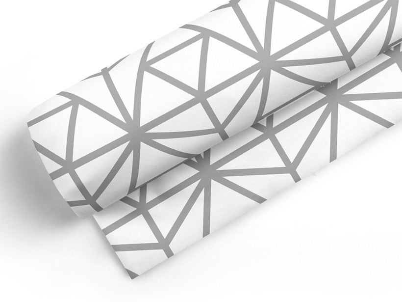 Płótno bawełniane - szare kształty geometryczne na białym