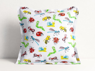 Poszewka na poduszkę z ozdobną kantą bawełniana dla dzieci - biedronki i inne zwierzęta