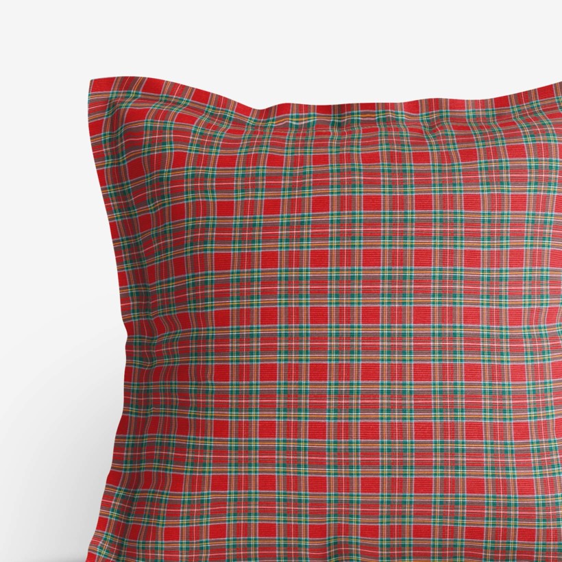 Poszewka na poduszkę z ozdobną kantą dekoracyjna Loneta - mała czerwona kratka