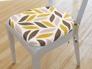 Zaokrąglona poduszka na krzesło 39x37 cm Loneta - złote i brązowe geometryczne liście