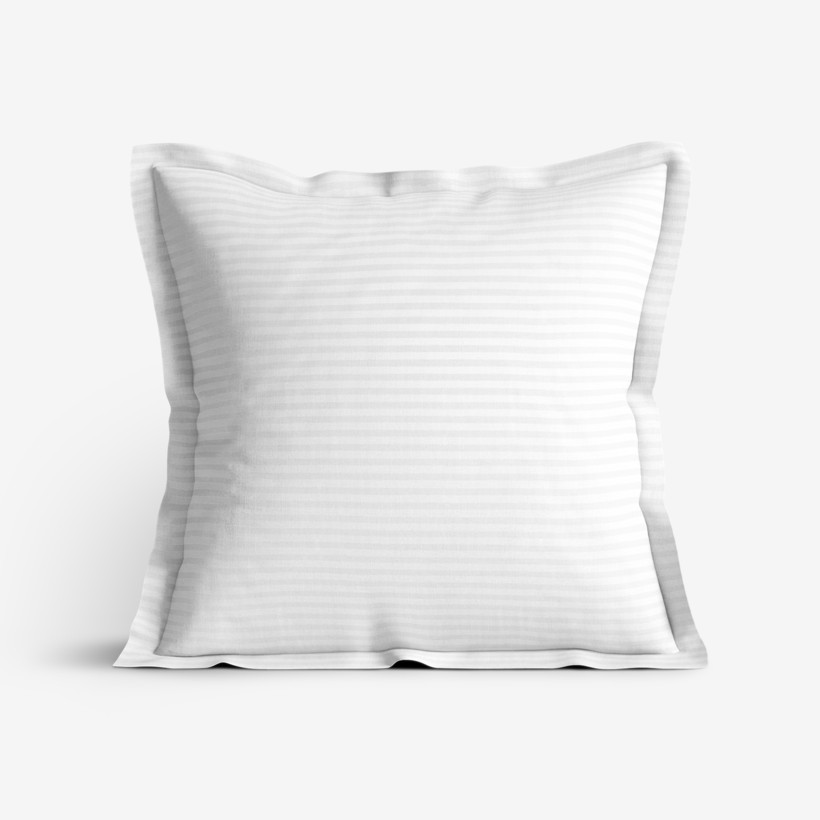 Poszewka na poduszkę z ozdobną kantą adamaszkowa - białe pasy 4 mm