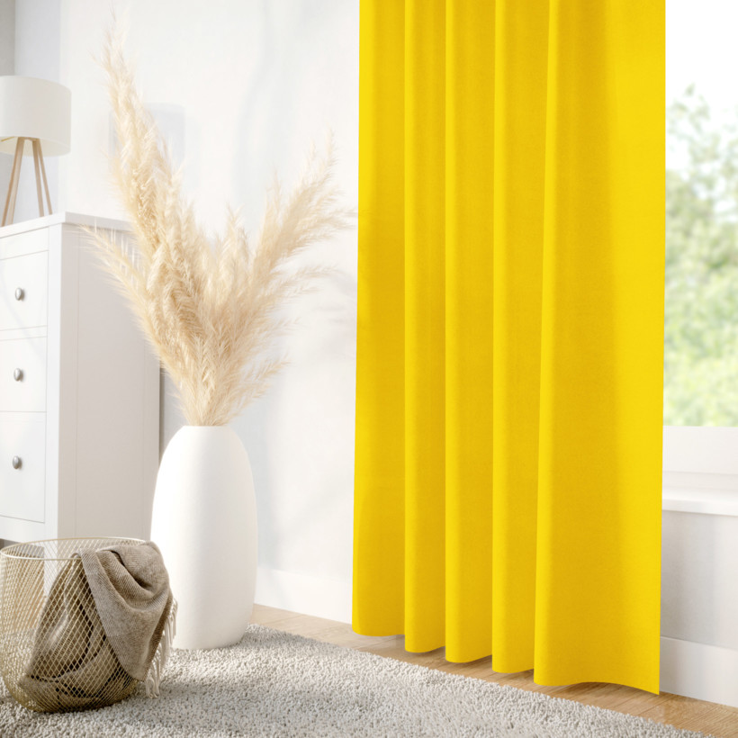 Zasłona dekoracyjna Loneta na taśmie - żółta