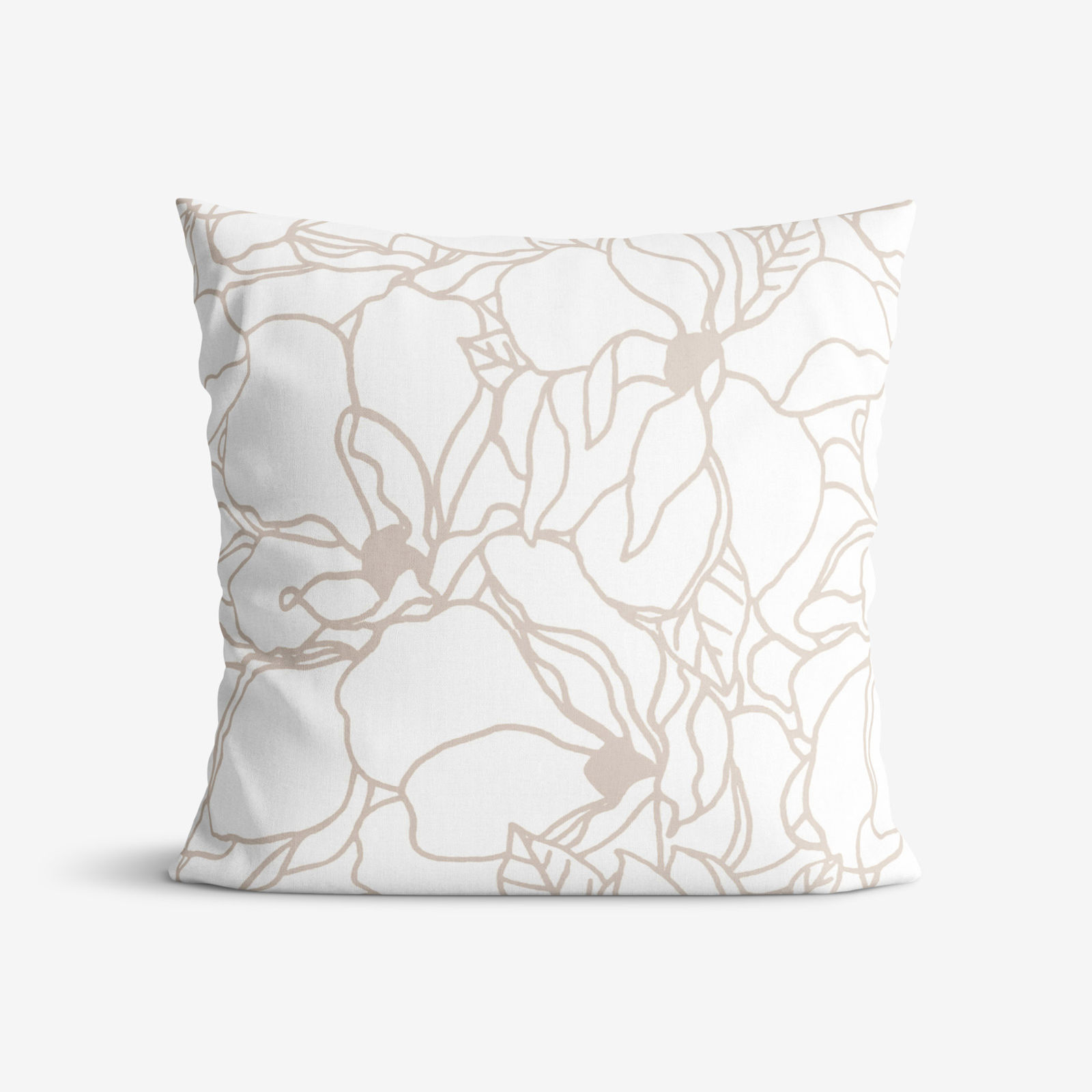 Poszewka na poduszkę bawełniana - jasnobeżowe kwiaty na białym