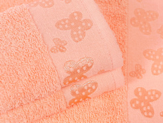 Dziecięcy ręcznik frotte Motyle 30x50 cm - łososiowy