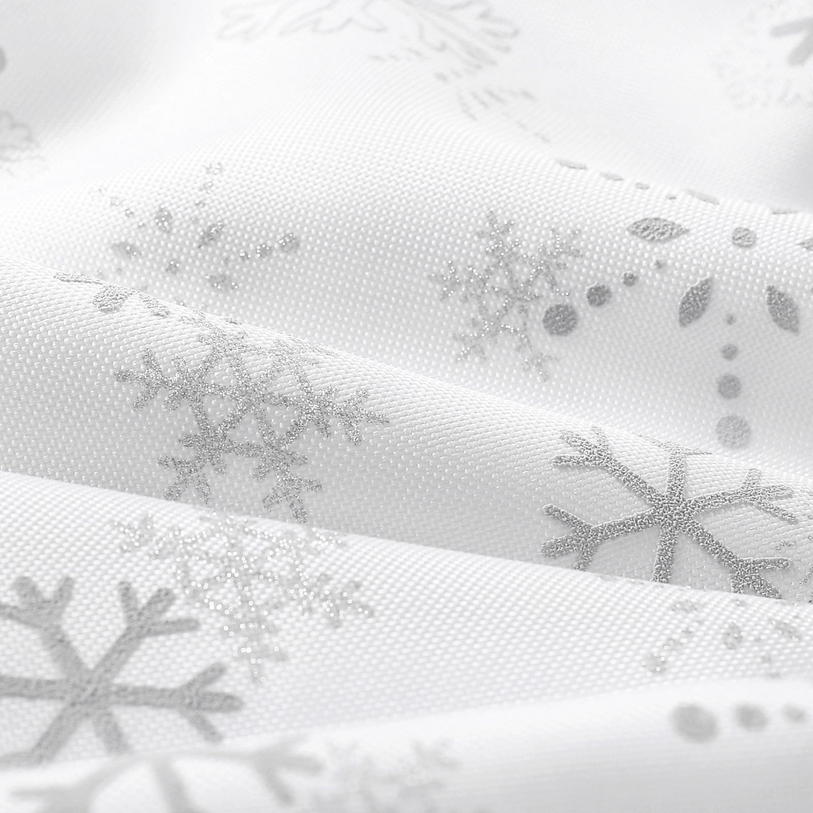 Tkanina obrusowa plamoodporna - srebrne płatki śniegu na białym