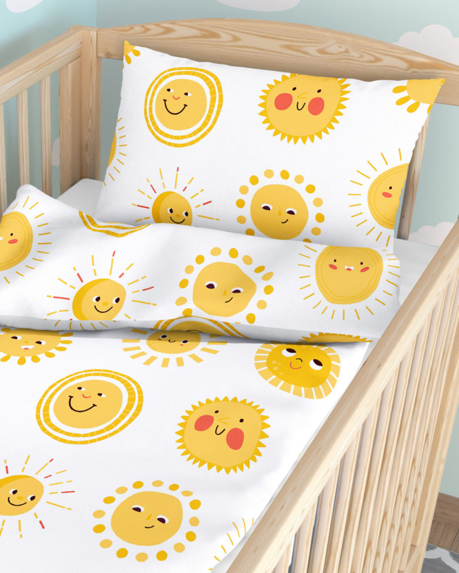 Pościel bawełniana do łóżeczka - uśmiechnięte słoneczka