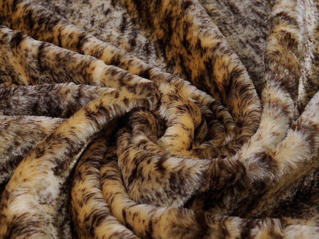 Sztuczne futro o krótkim włosiu na metry - Sahara 14 beżowa z ciemnobrązowym cieniowaniem