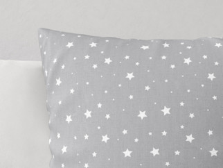 Poszewka na poduszkę bawełniana - małe białe gwiazdki na szarym