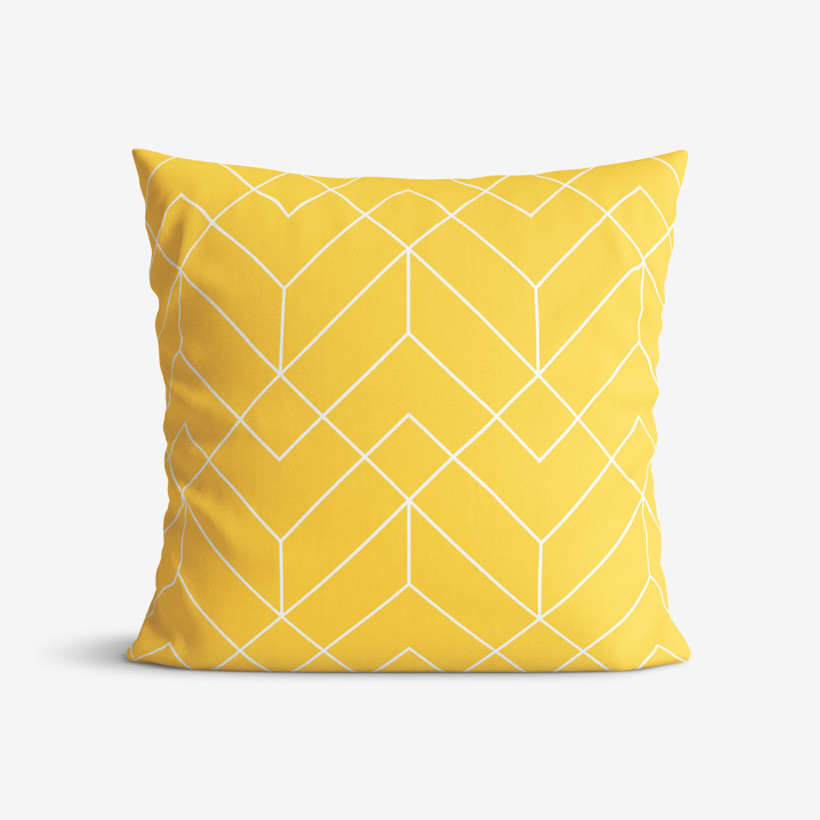 Poszewka na poduszkę bawełniana - mozaika na żółtym