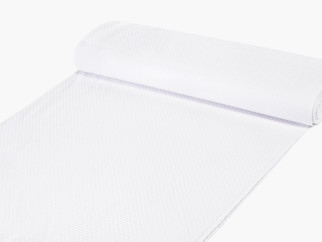 Tkanina obrusowa plamoodporna - biała z kropkami - szer. 160 cm