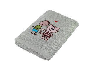 Ręcznik dziecięcy LILI 30x50 cm szary - wzór chłopiec z kotem