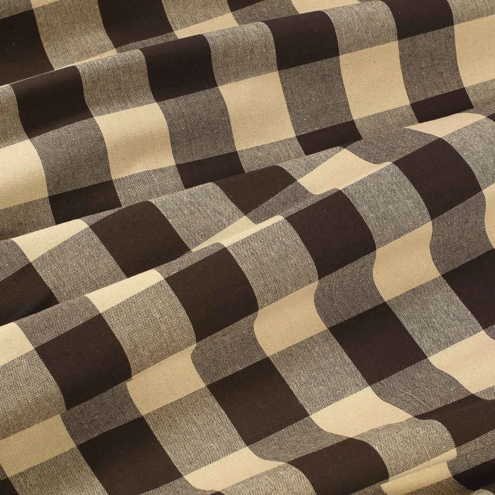 Mocna tkanina bawełniana Kanafas 230 g/m2 - duża brązowo-beżowa kratka