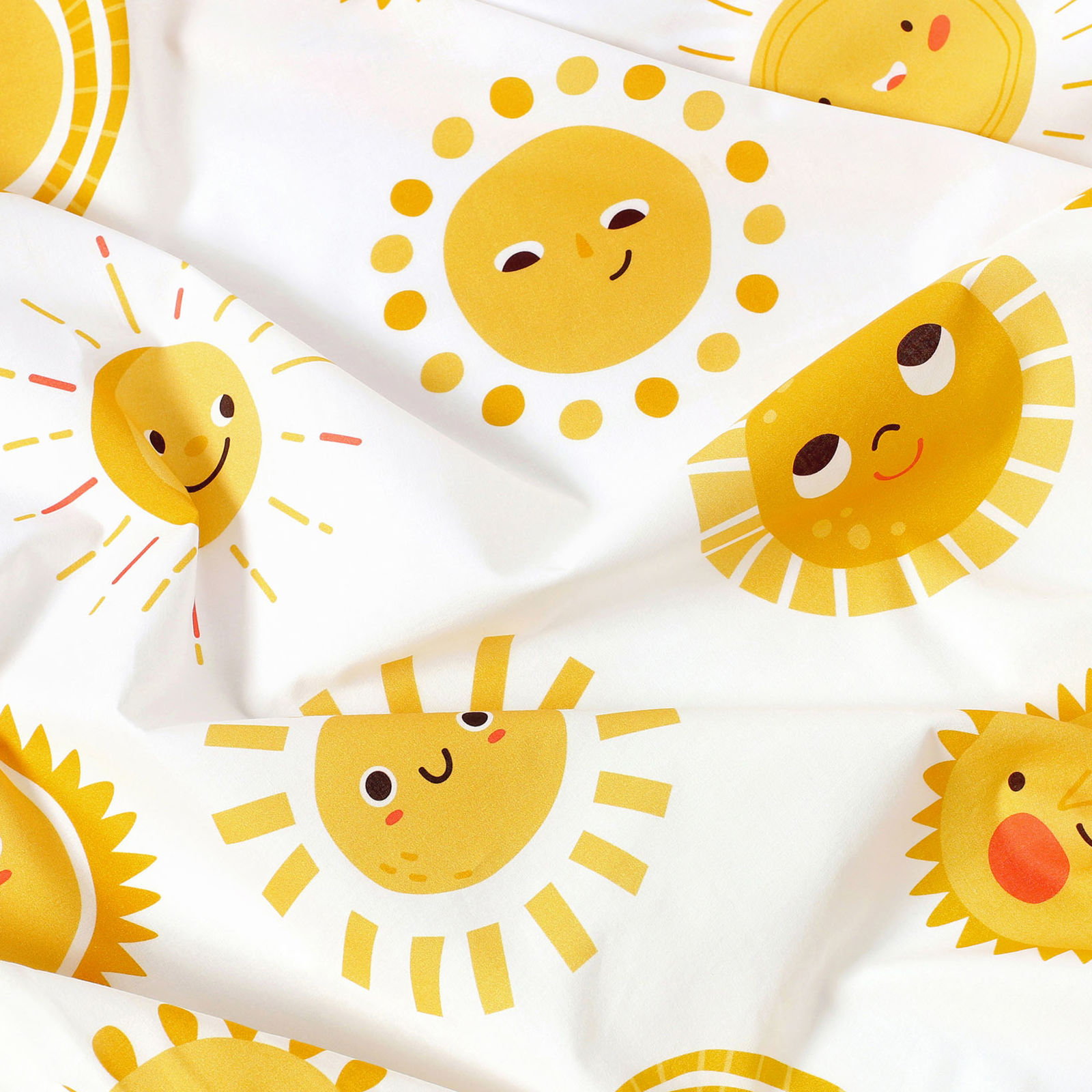 Zasłona bawełniana dla dzieci na taśmie - uśmiechnięte słoneczka