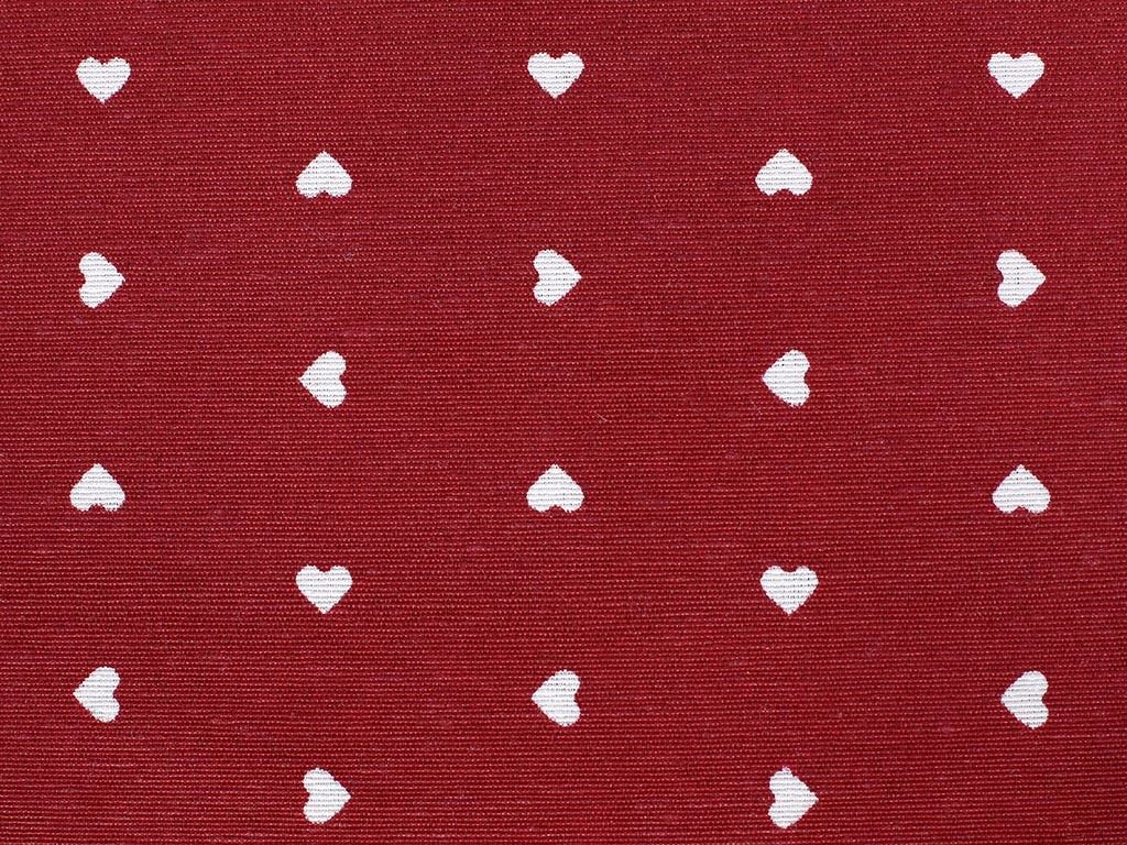 Tkanina dekoracyjna Loneta - białe serduszka na czerwonym
