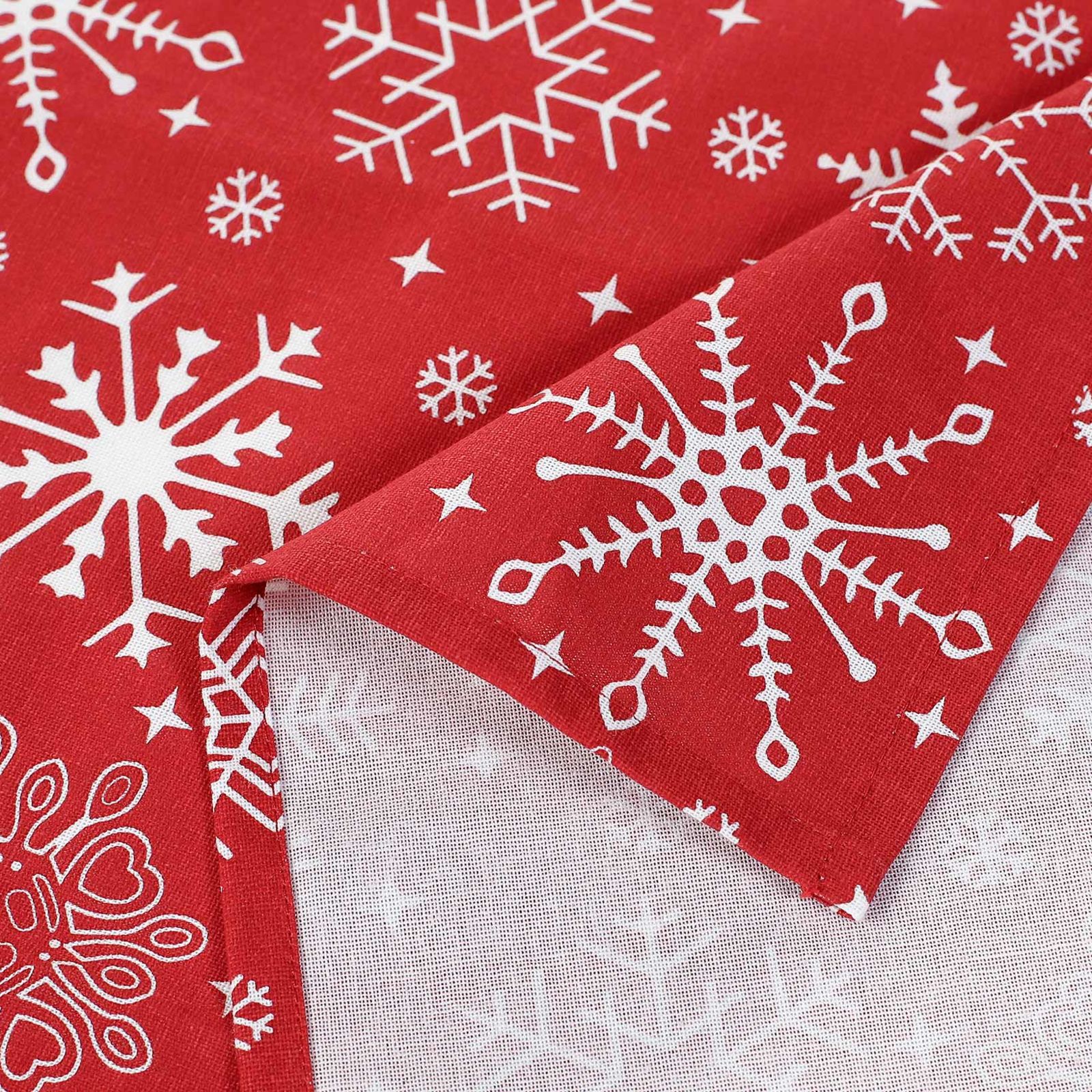 Ścierka kuchenna bawełniana świąteczna - płatki śniegu na czerwonym