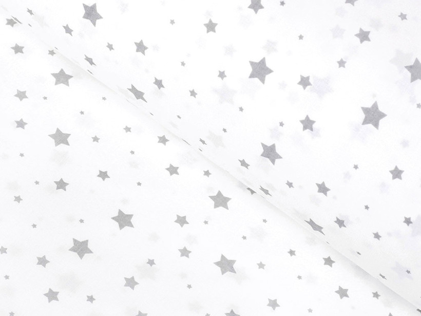 Płótno bawełniane - szare gwiazdki na białym