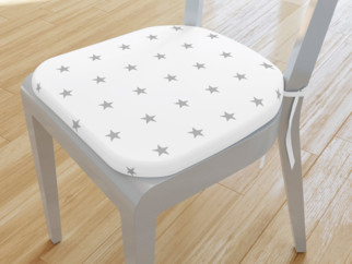 Zaokrąglona poduszka na krzesło 39x37 cm - szare gwiazdki na białym
