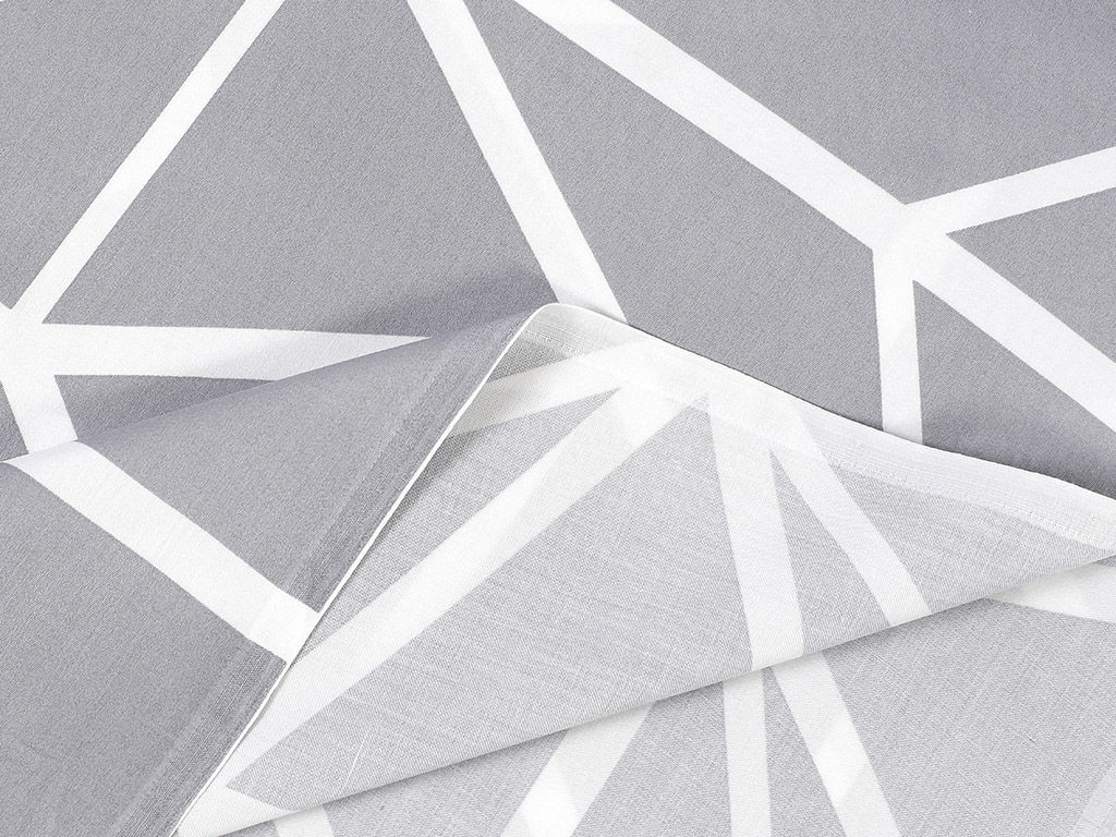 Satyna bawełniana Deluxe na metry - białe geometryczne kształty na szarym